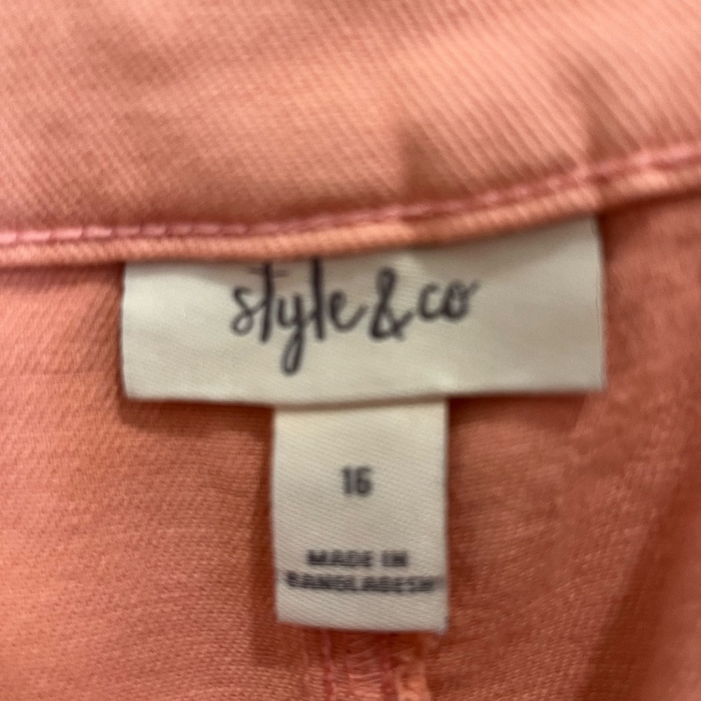 STYLE & Co Hi Rise Straight Leg Coral Carpenter Pants Size 16 - Picture 4 of 4